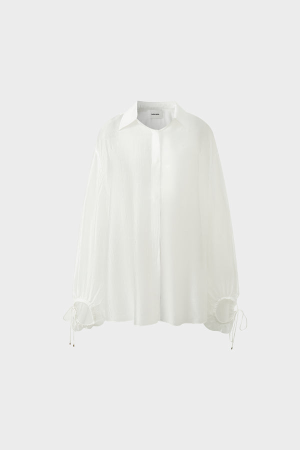 Acrylic pearl-effect air-scented drawstring lantern sleeve shirt