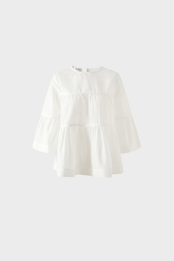 Silk cotton three-quarter sleeve blouse