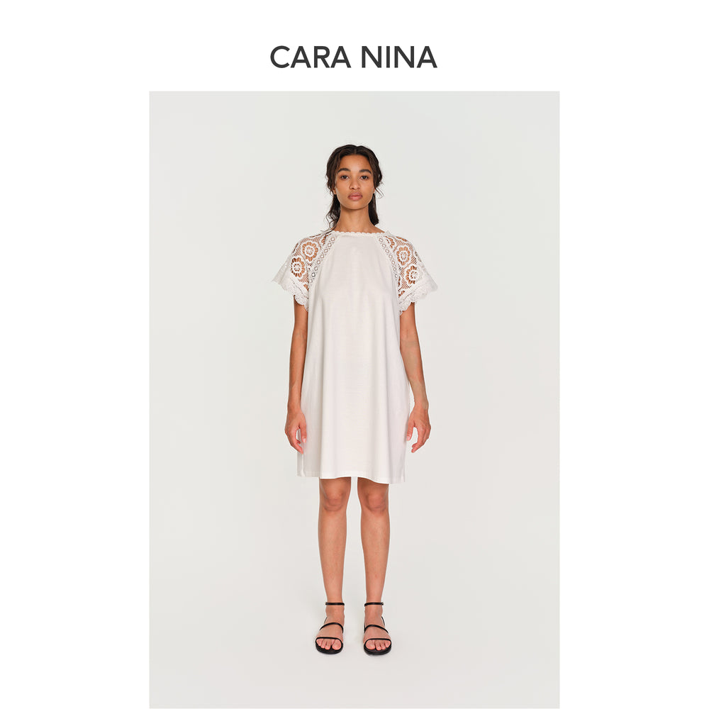 Cotton sheer embroidery T-shirt dress