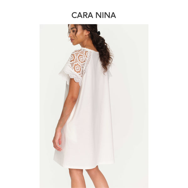 Cotton sheer embroidery T-shirt dress