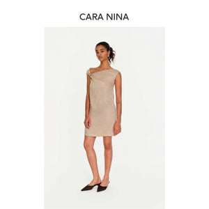 Linen V-neck knot short two-piece dress