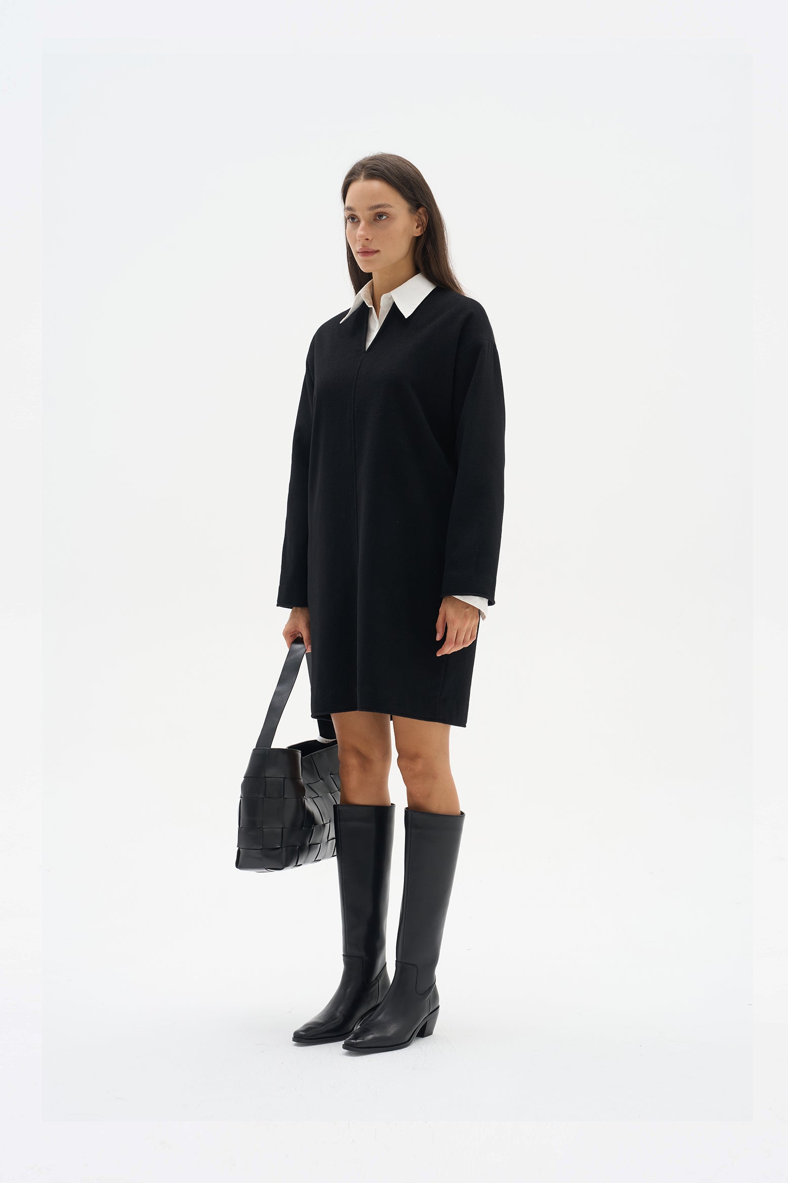 Double-sided woolen two-piece dress