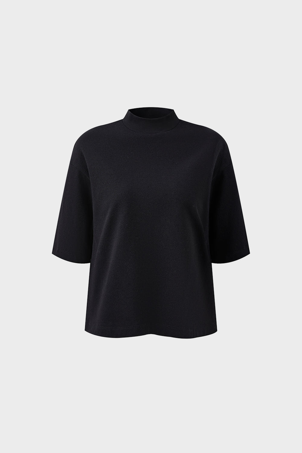 High-necked mid-sleeve T-shirt