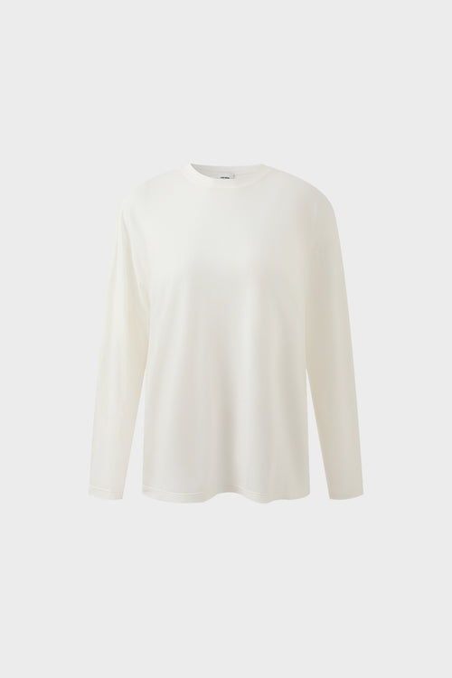 Three-color Tencel wool round neck loose knitted long sleeves