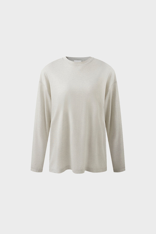 Three-color Tencel wool round neck loose knitted long sleeves
