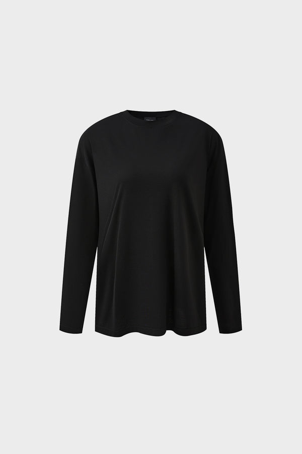 Three-color Tencel wool round neck loose knitted long sleeves