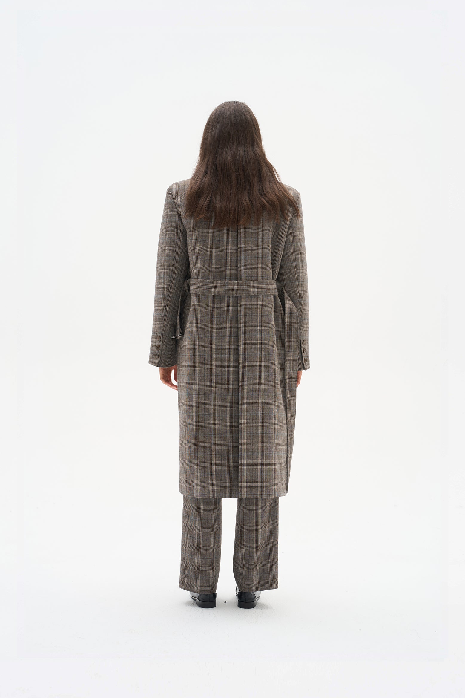 Plaid single-breasted overcoat