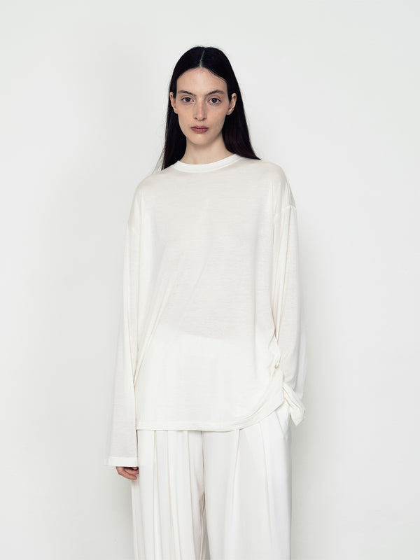 Three-color Tencel wool round neck loose knitted long sleeves