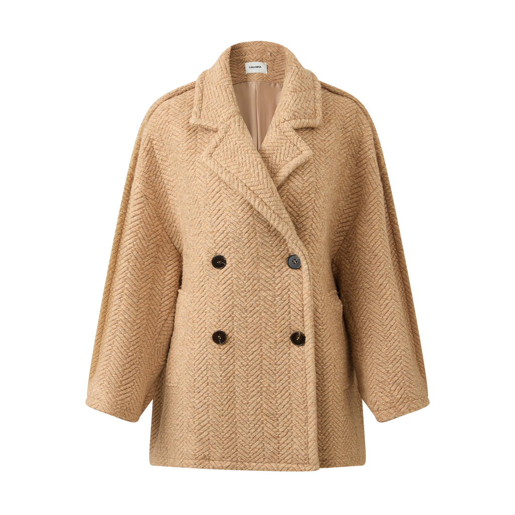 Wool double-breasted lapel coat