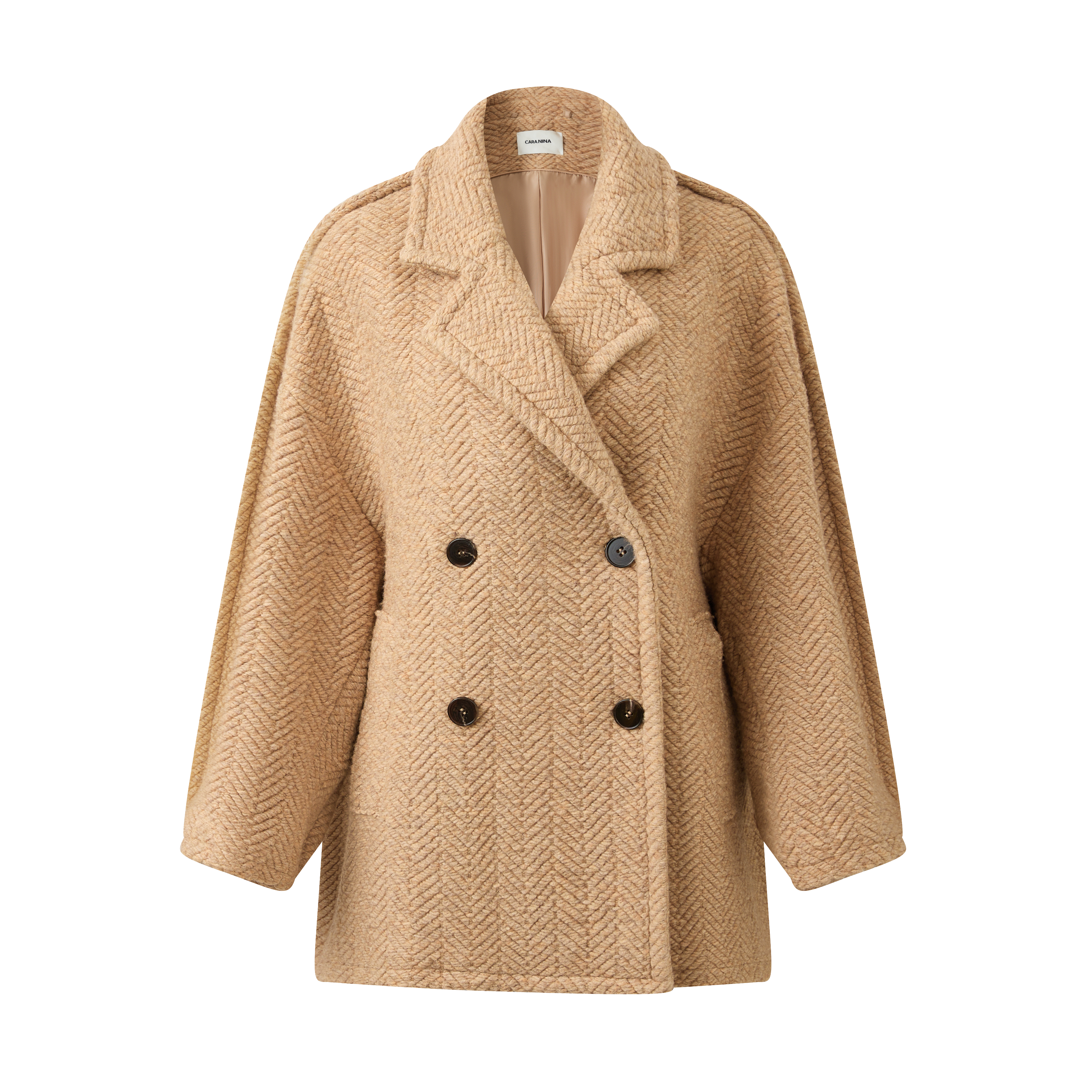 Wool double-breasted lapel coat