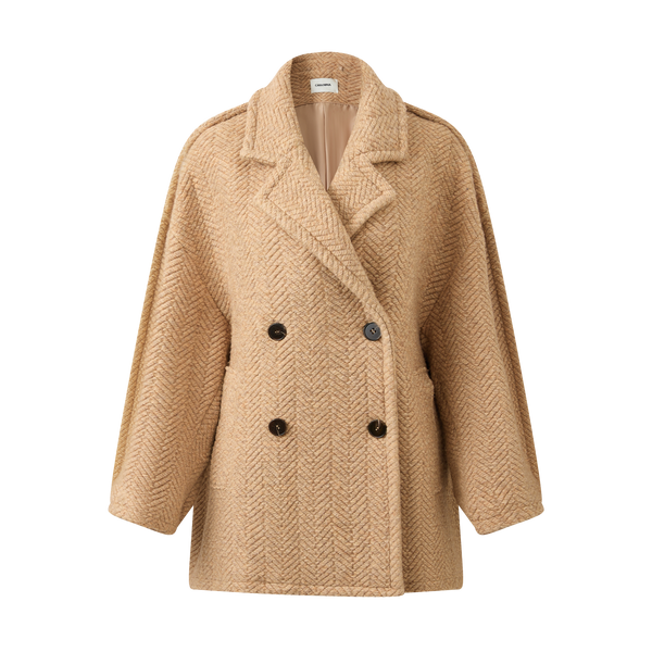 Wool double-breasted lapel coat