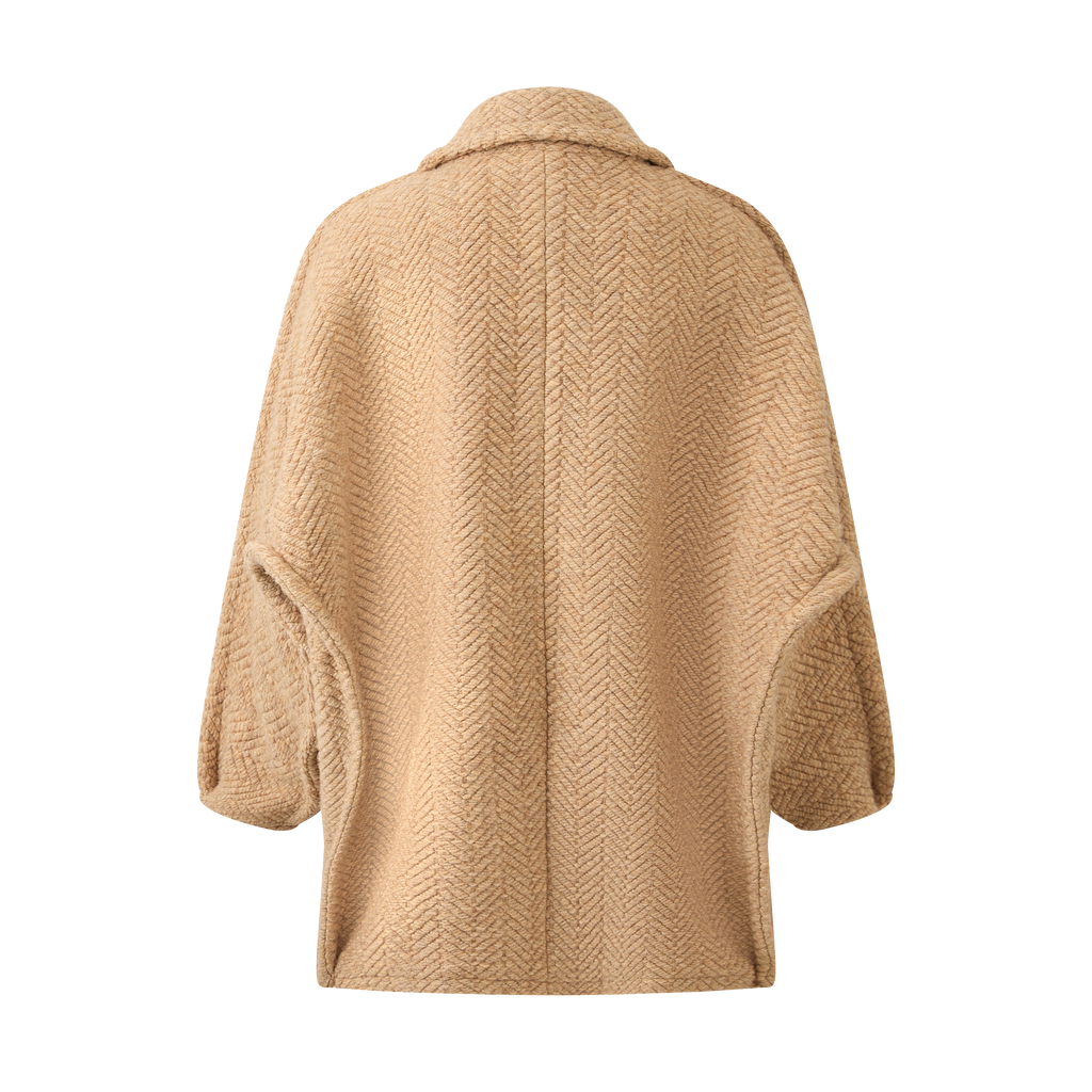 Wool double-breasted lapel coat