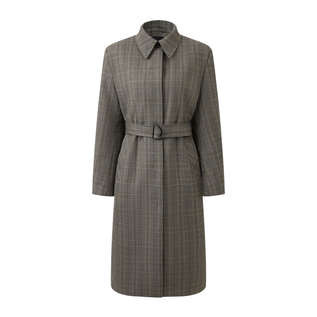 Plaid single-breasted overcoat