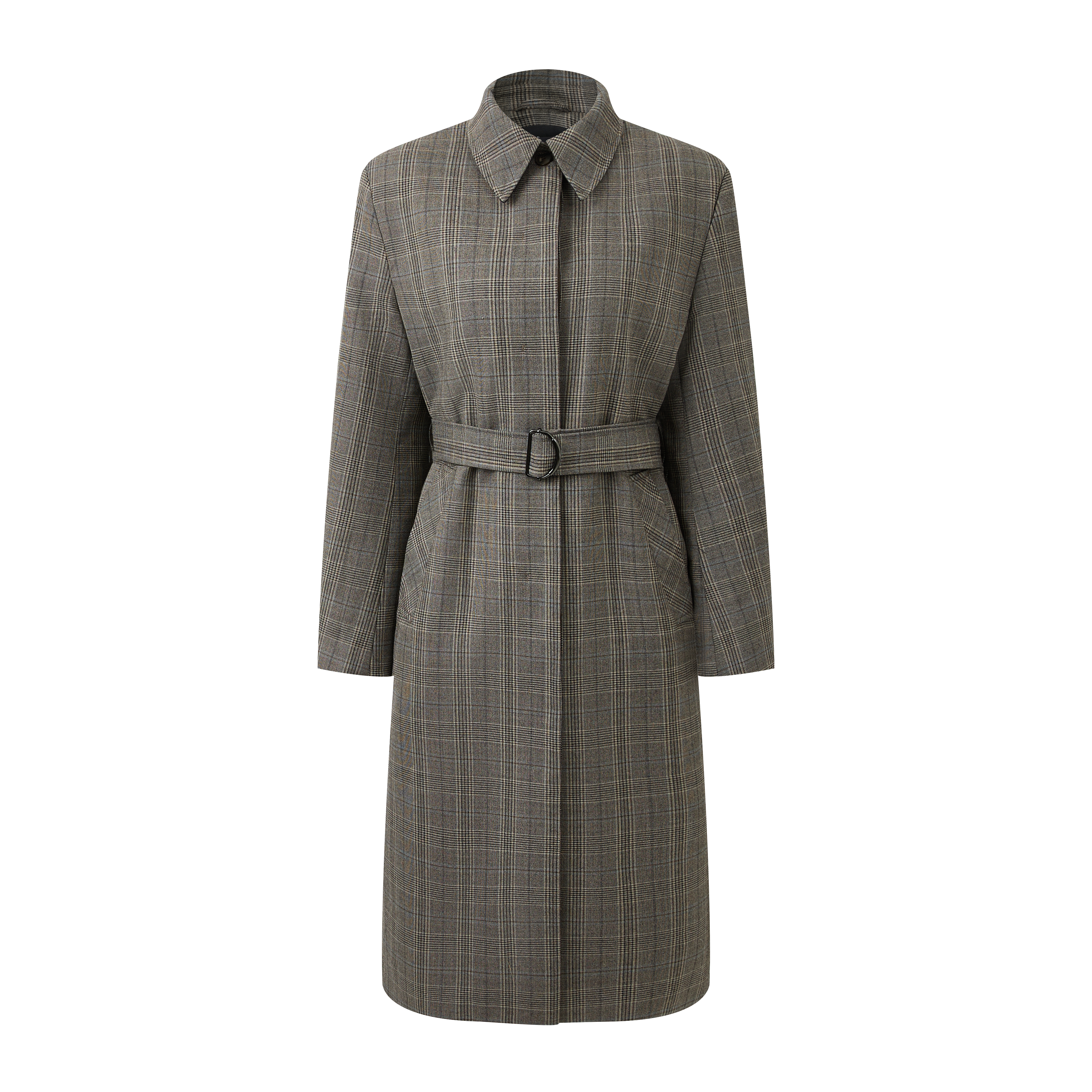 Plaid single-breasted overcoat