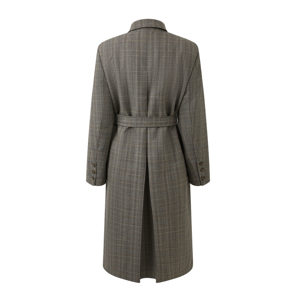 Plaid single-breasted overcoat
