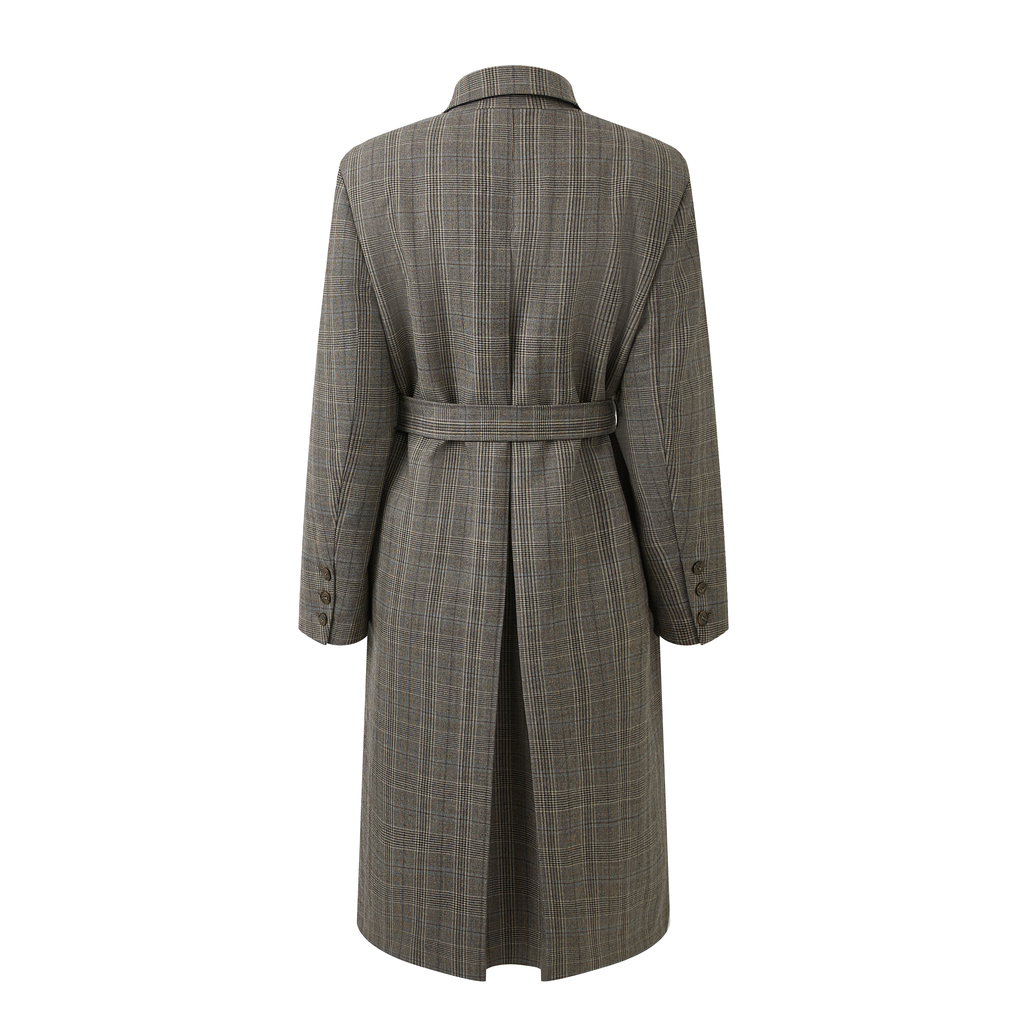Plaid single-breasted overcoat