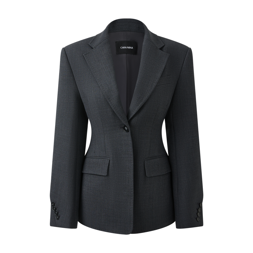 Wool fitted suit jacket