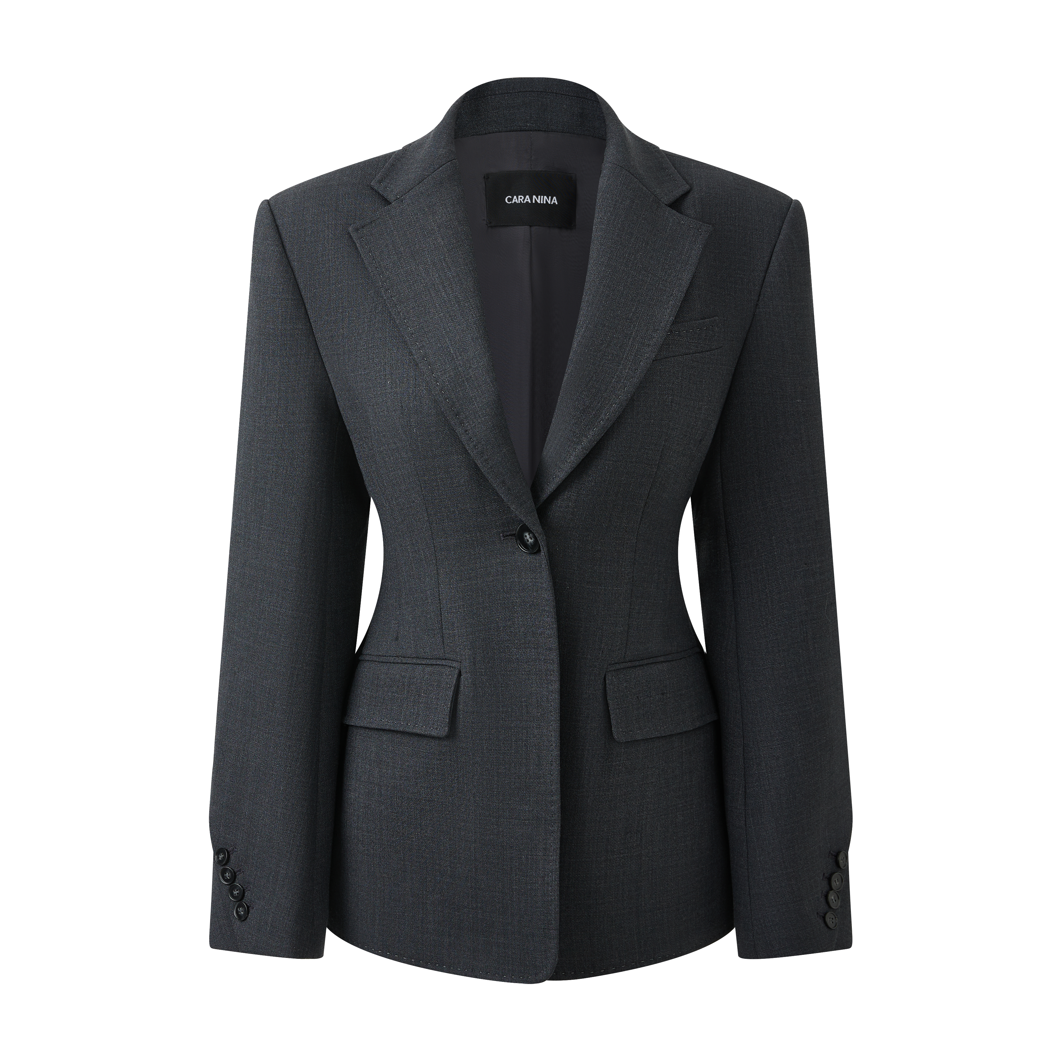 Wool fitted suit jacket