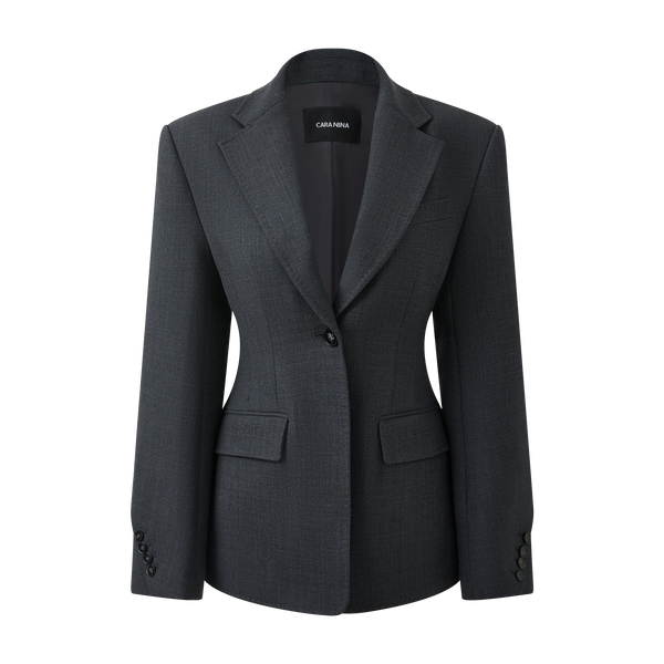 Wool fitted suit jacket