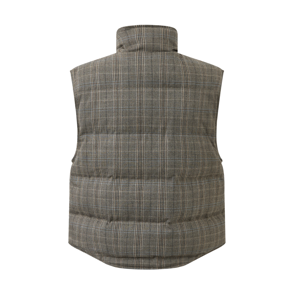 Fine-spun wool checkered goose down jacket vest