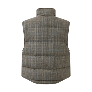Fine-spun wool checkered goose down jacket vest