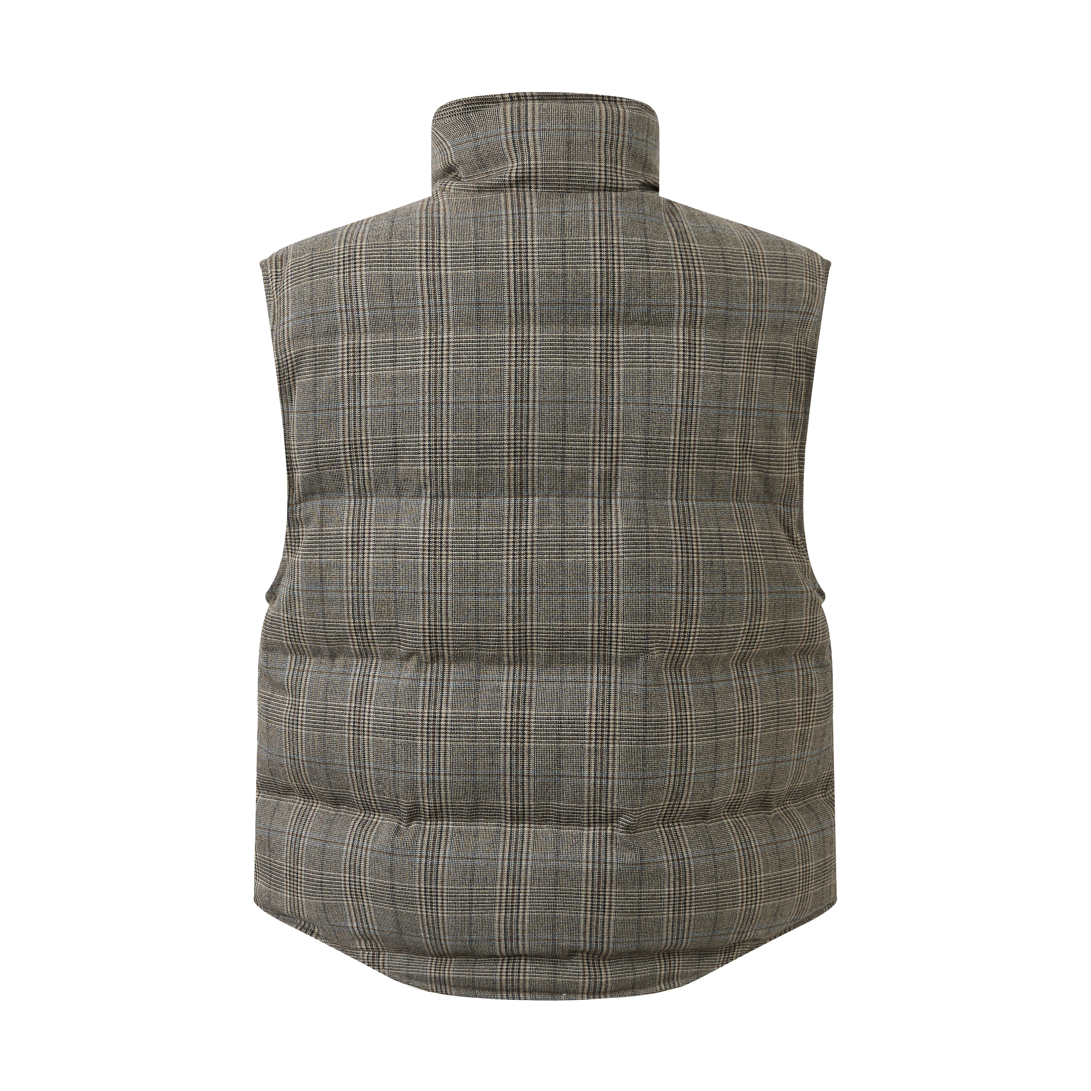 Fine-spun wool checkered goose down jacket vest