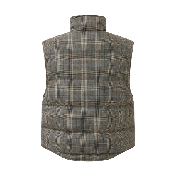 Fine-spun wool checkered goose down jacket vest