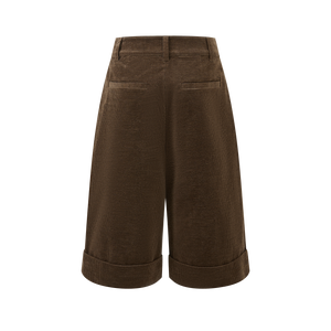 Silk pima cotton corduroy mid-length pants