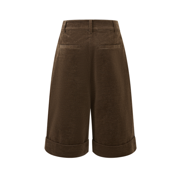 Silk pima cotton corduroy mid-length pants