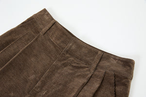 Silk pima cotton corduroy mid-length pants