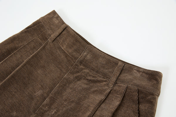 Silk pima cotton corduroy mid-length pants