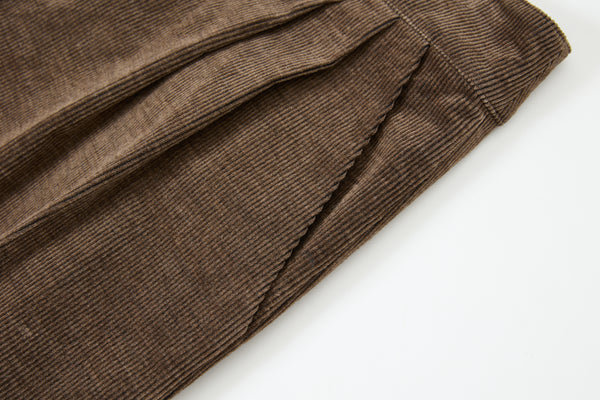 Silk pima cotton corduroy mid-length pants