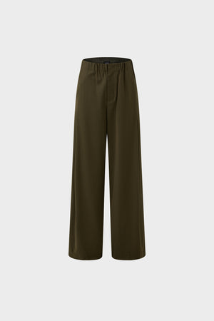 Wool straight-leg wide-leg trousers