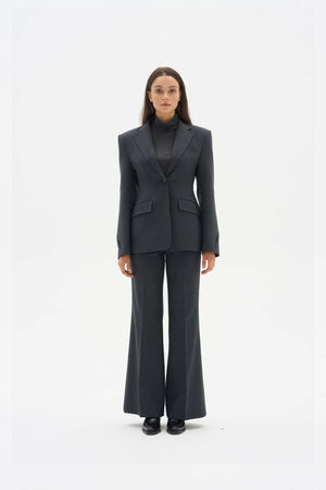 Wool fitted suit jacket
