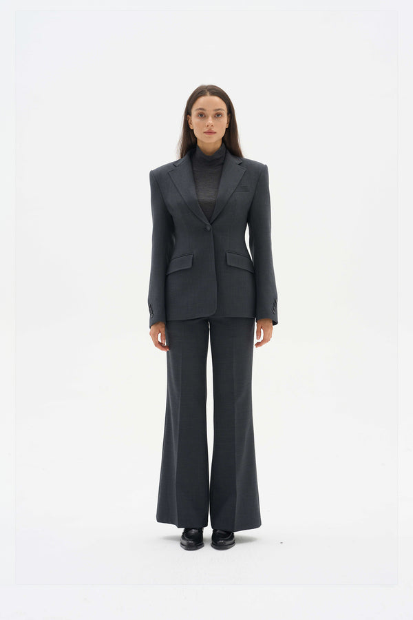 Wool fitted suit jacket