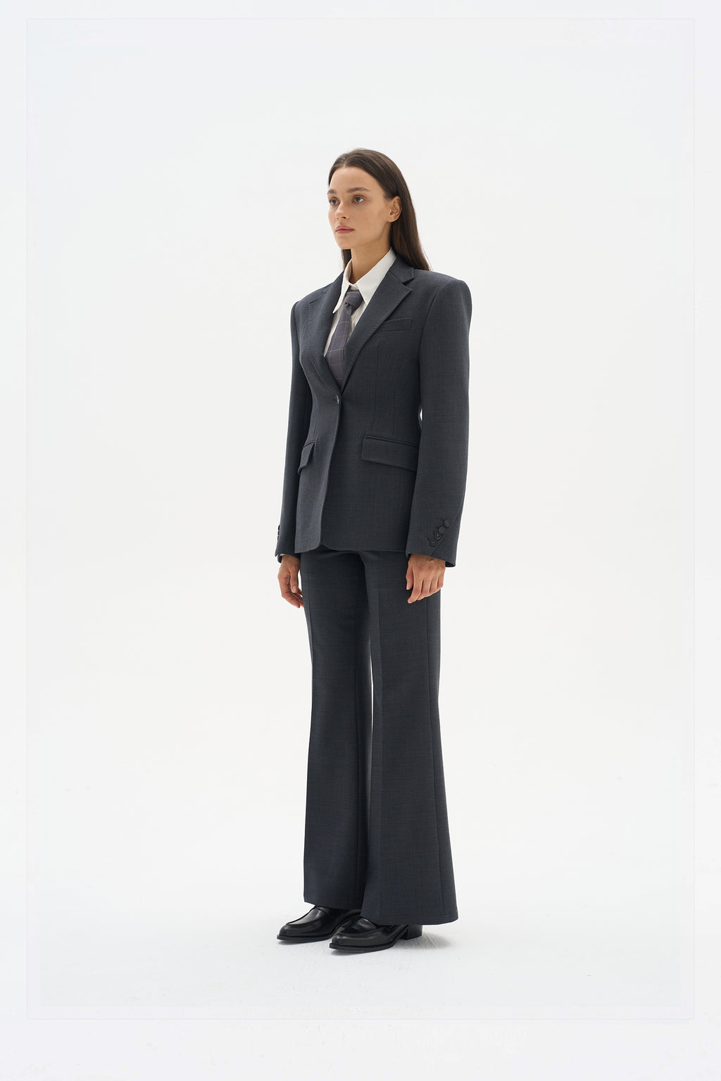 Wool fitted suit jacket