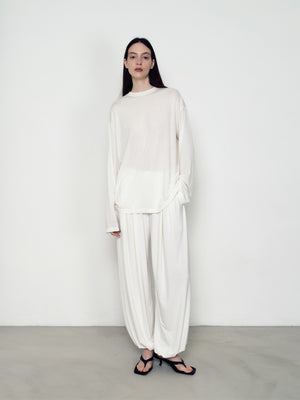 Three-color Tencel wool round neck loose knitted long sleeves