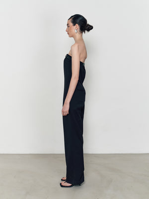 Wool strapless jumpsuit