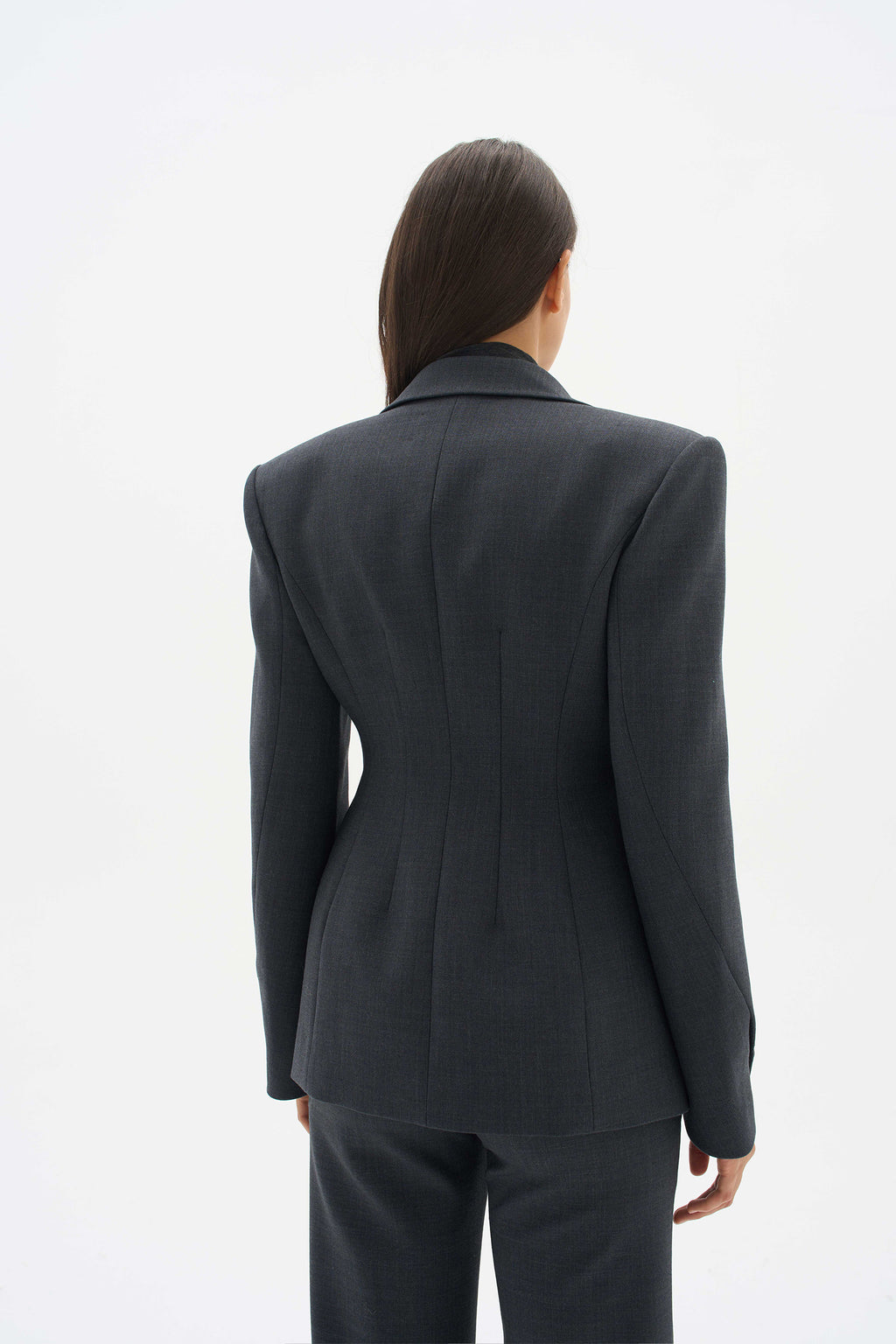 Wool fitted suit jacket