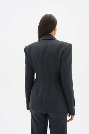 Wool fitted suit jacket