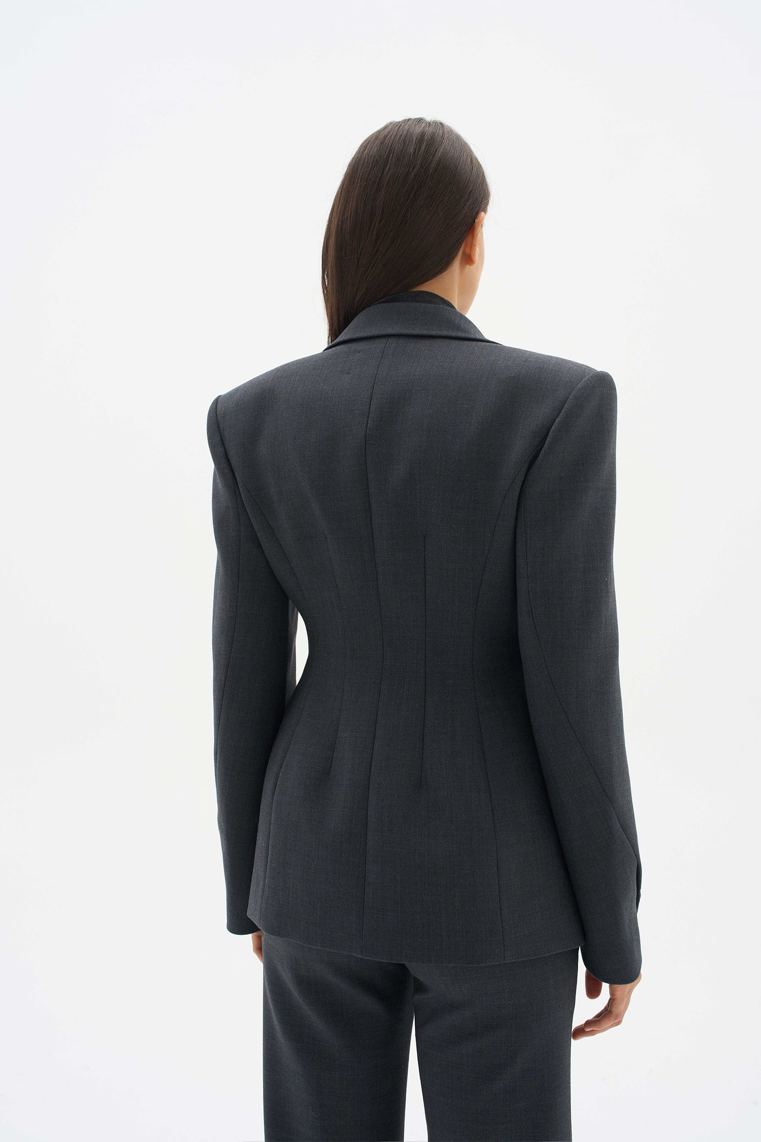 Wool fitted suit jacket