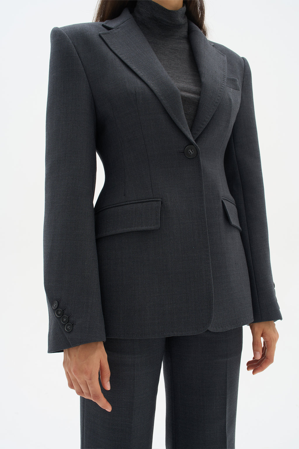 Wool fitted suit jacket