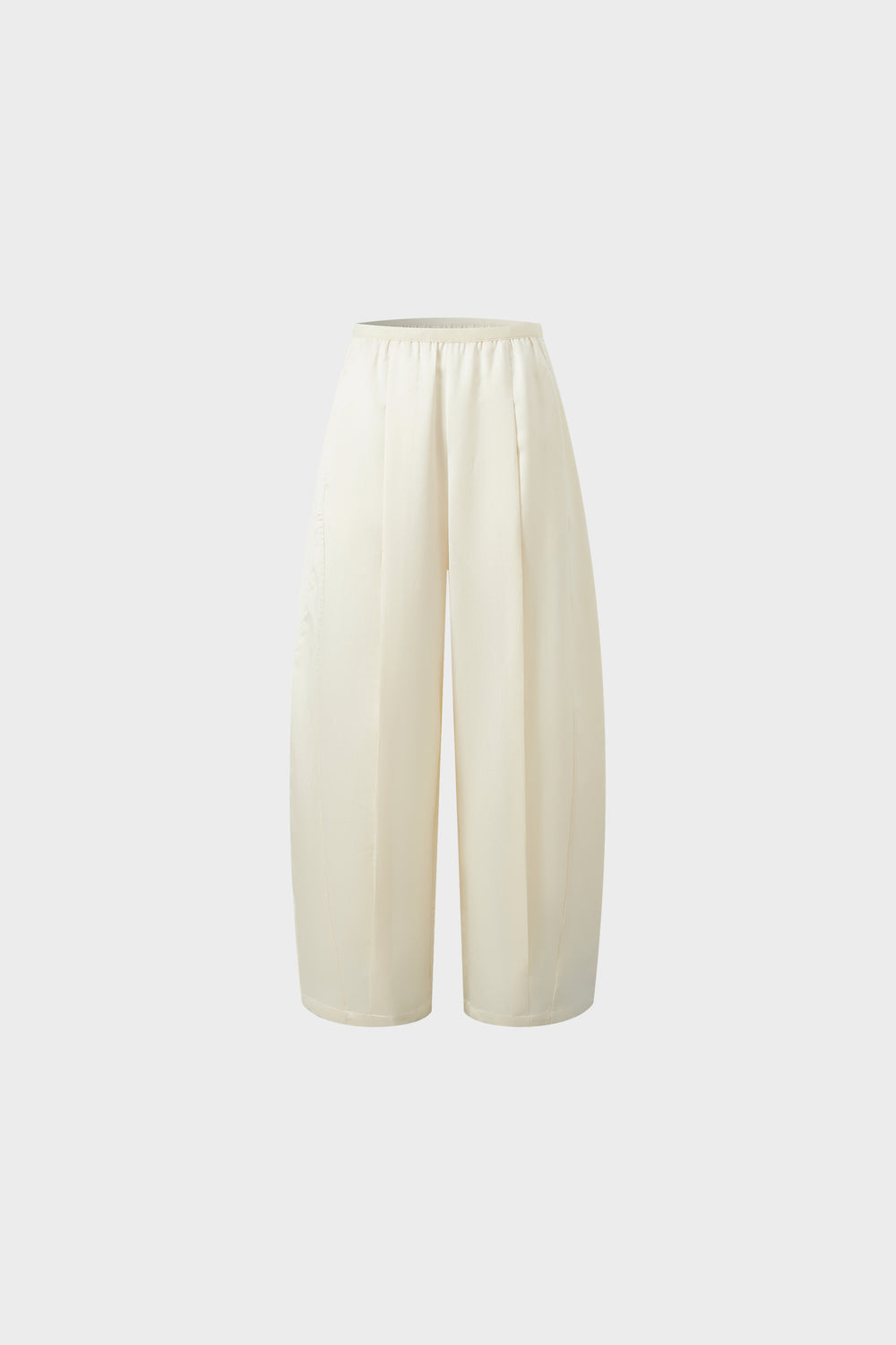 Silk and wool elastic waist pleated casual nine-inch pants