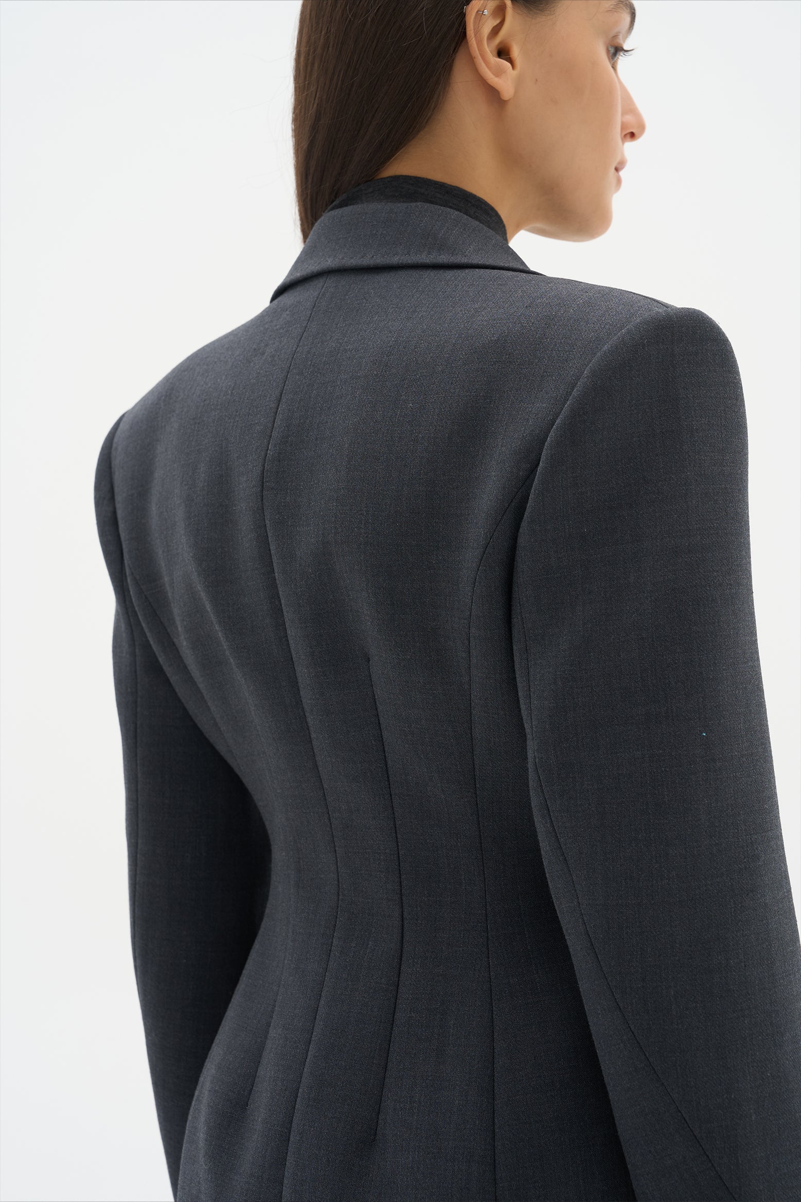 Wool fitted suit jacket