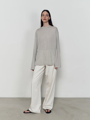 Three-color Tencel wool round neck loose knitted long sleeves