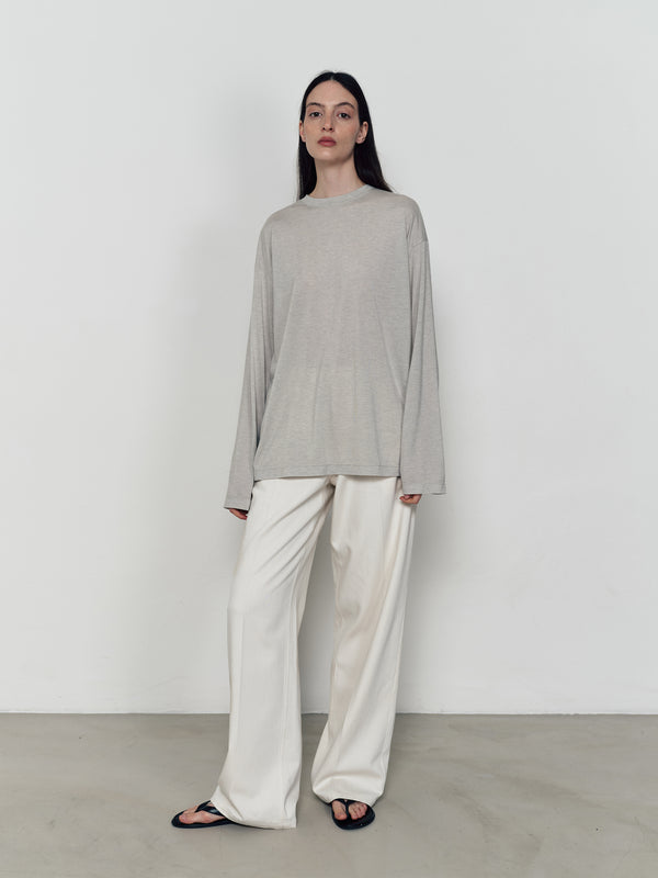 Three-color Tencel wool round neck loose knitted long sleeves