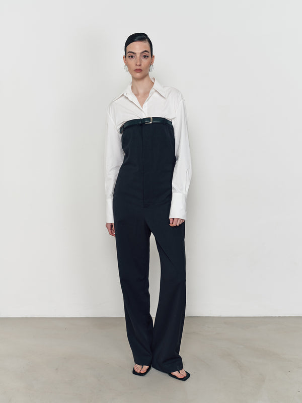 Wool strapless jumpsuit
