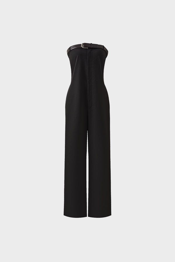 Wool strapless jumpsuit