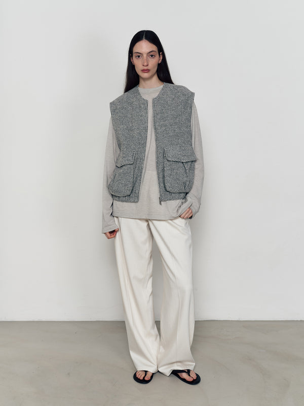 Three-color Tencel wool round neck loose knitted long sleeves
