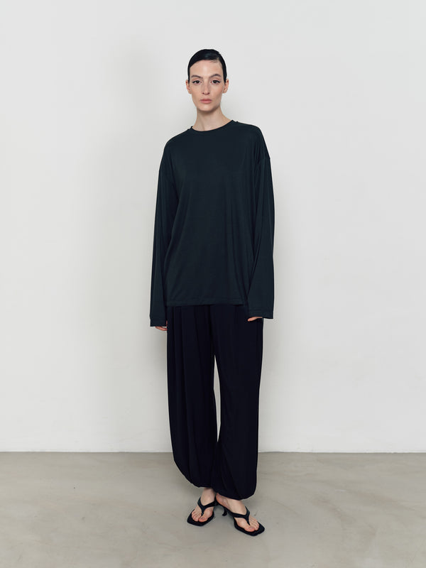 Three-color Tencel wool round neck loose knitted long sleeves